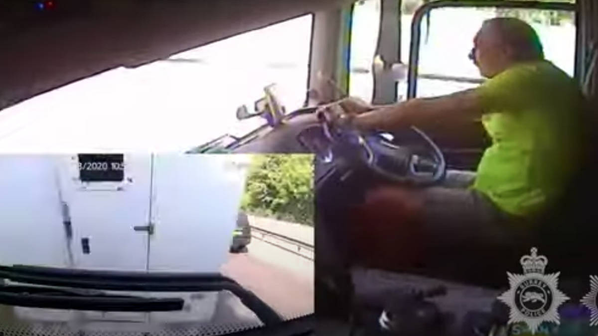 Shocking footage shows moment texting lorry driver crashes into prison ...
