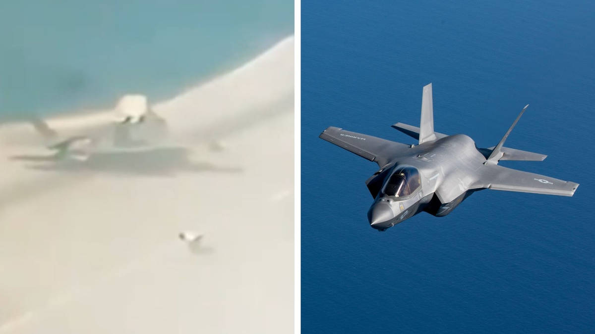 Leaked footage shows moment F35 jet crashes into sea and pilot ejects ...