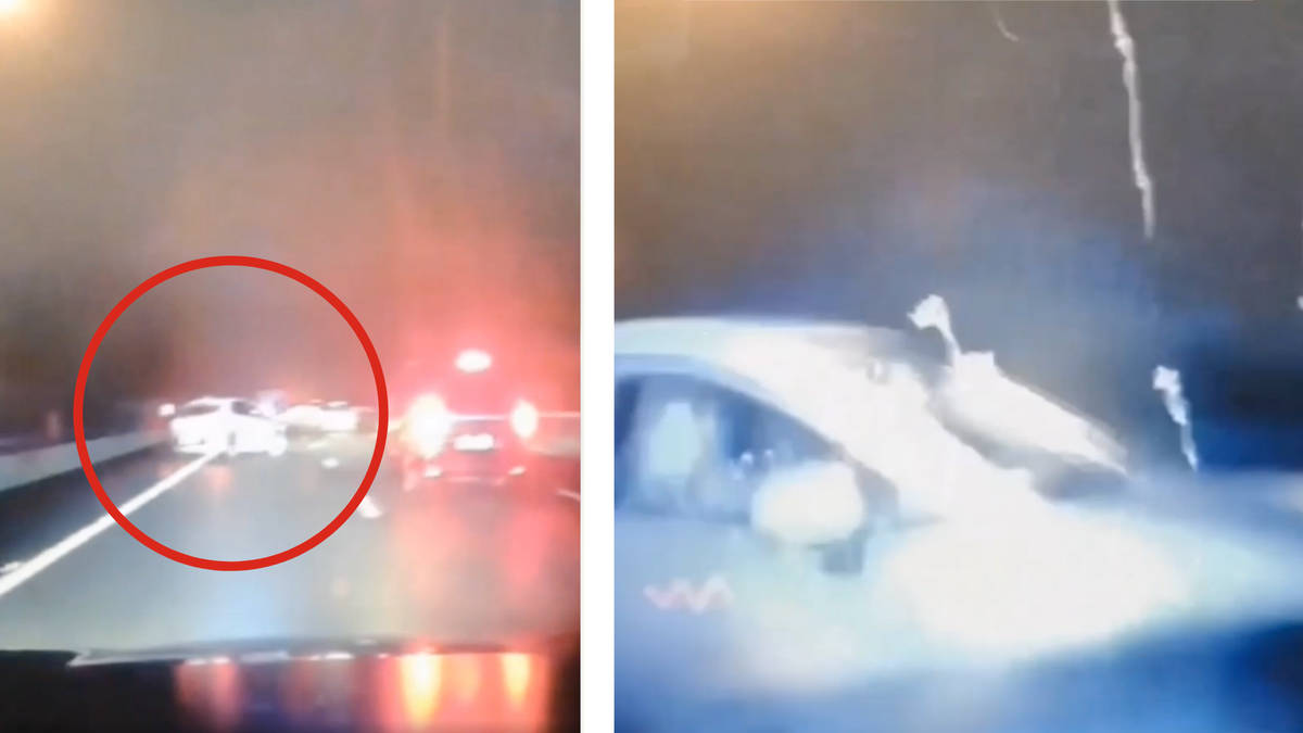 Watch: Shocking moment driver crashes into cops after driving wrong way ...