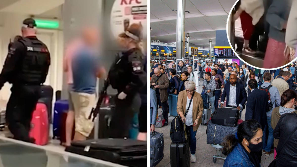Armed airport police deploy as angry passengers go behind baggage ...