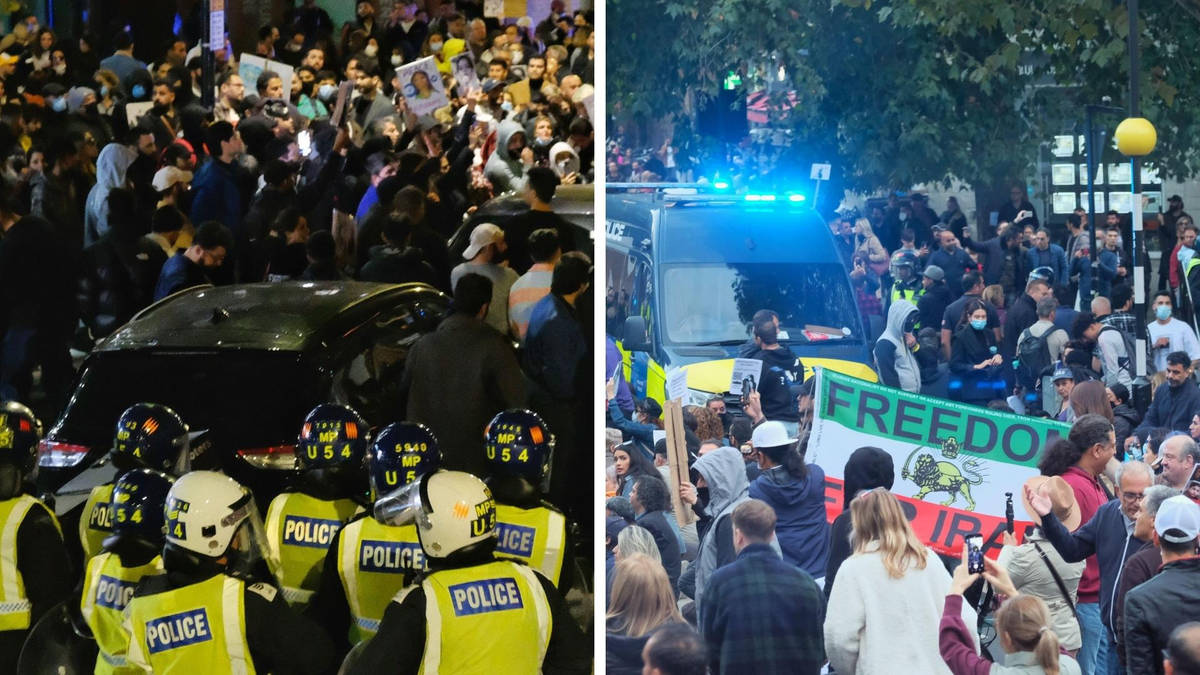 five arrests after violent disorder at london protest against iran | LBC