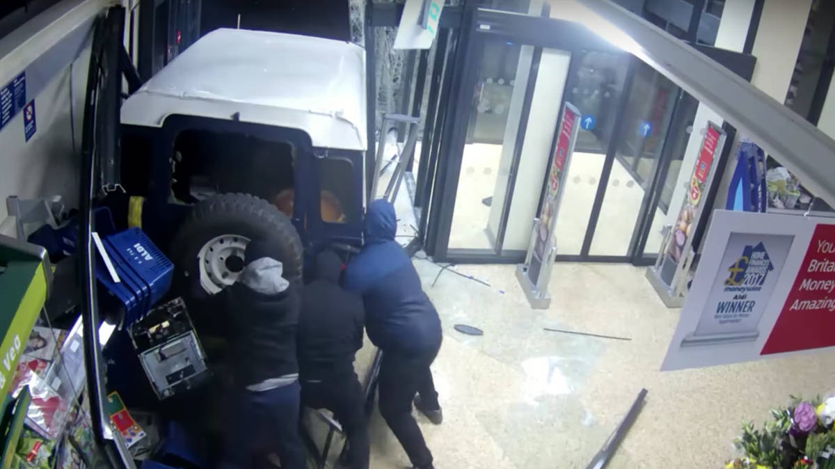CCTV: Ram Raiders Smash Their Way Into Aldi And Steal Cash Machine | LBC