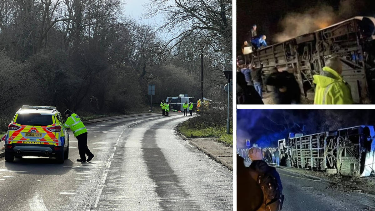 Double-decker bus carrying nuclear power workers flips over as ...