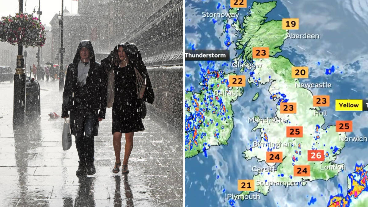 UK weather: Met Office issues thunderstorms warning as torrential rain ...