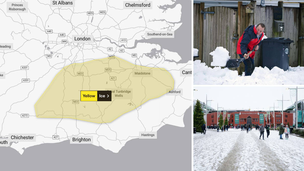Heavy snow set to hit UK on Monday as Met Office publishes yellow ...
