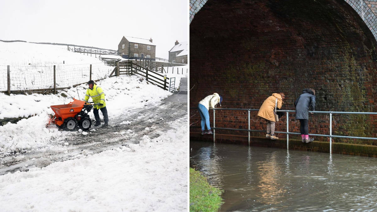 Exact time snow could fall tomorrow as Met Office warns of flooding ...