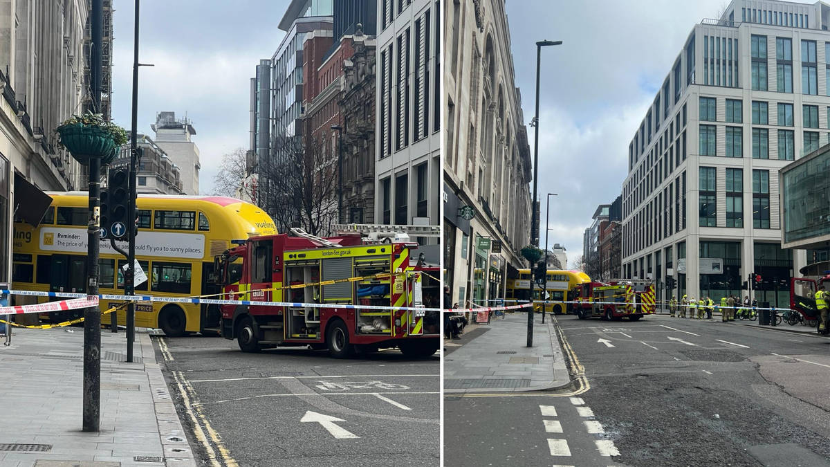Two injured as double decker bus crashes into building in central ...