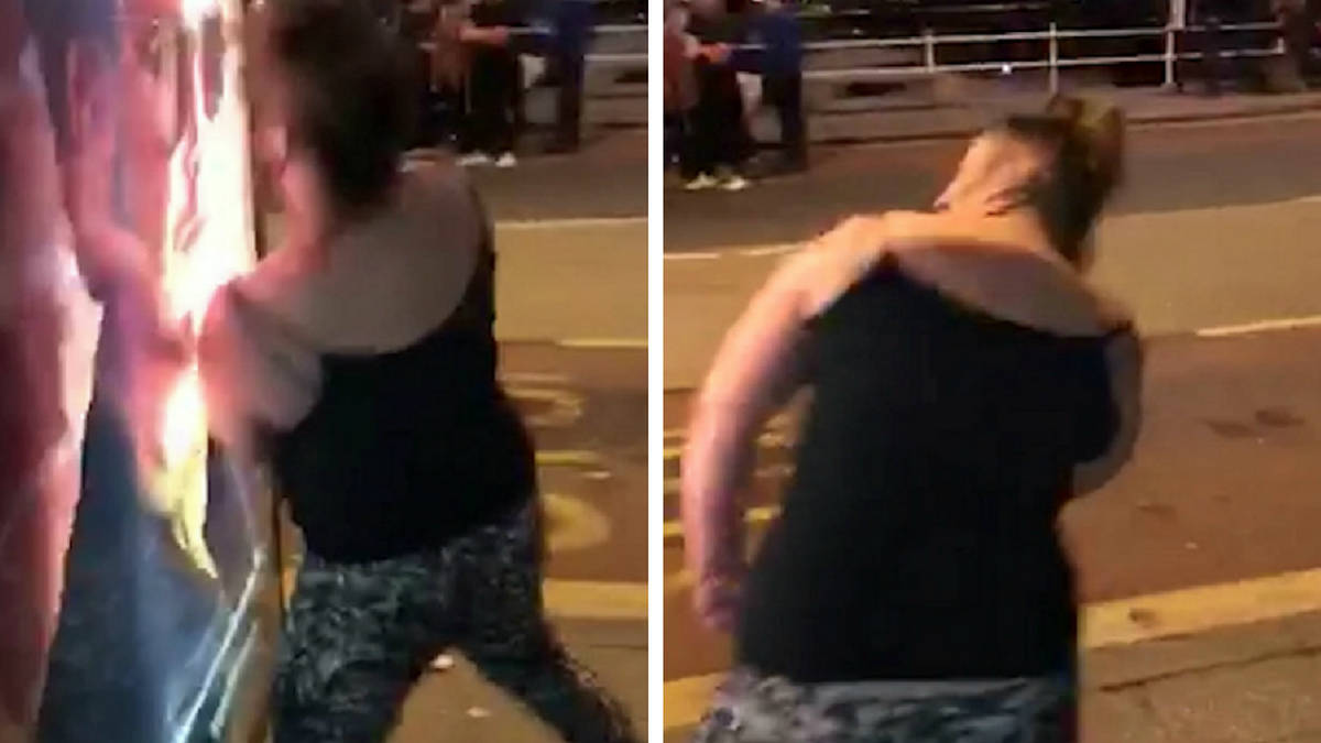 Drunk Woman Who Looks Like She’s Arguing With A Bus Stop Goes Viral | LBC