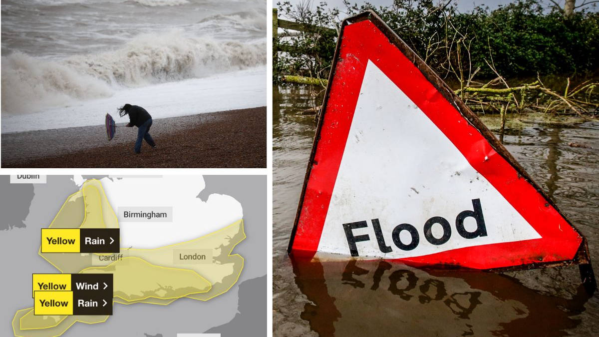 Commuter chaos as Storm Herminia sweeps UK - with more than 40 flood ...