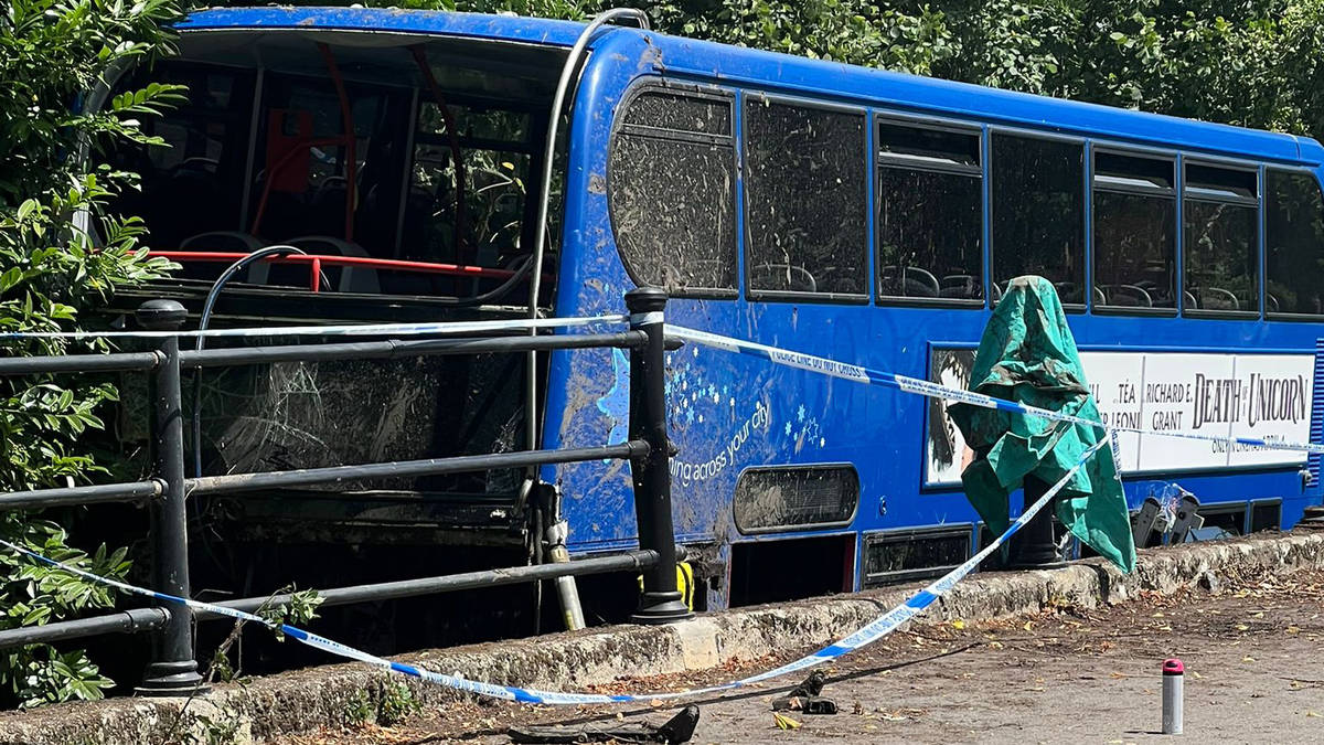 Five people rushed to hospital after double-decker college bus crashes ...
