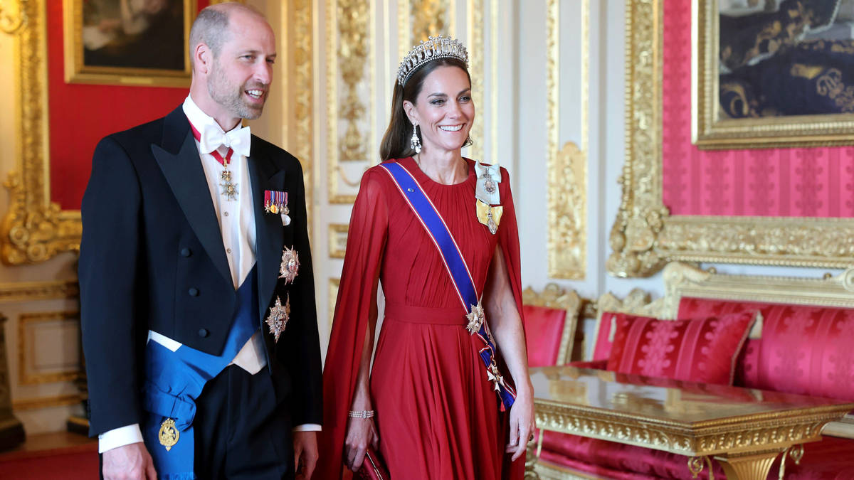 Princess of Wales stuns in show-stopping red silk dress at state ...