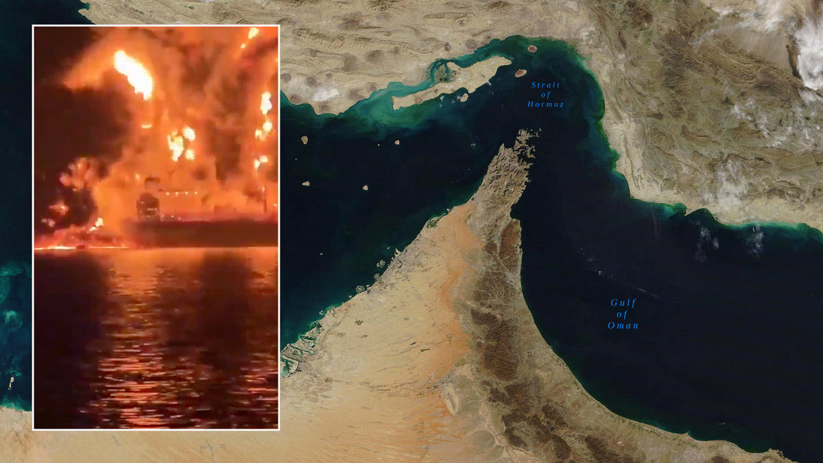 Oil tanker engulfed in flames as Iran attacks third ship in Gulf with ...