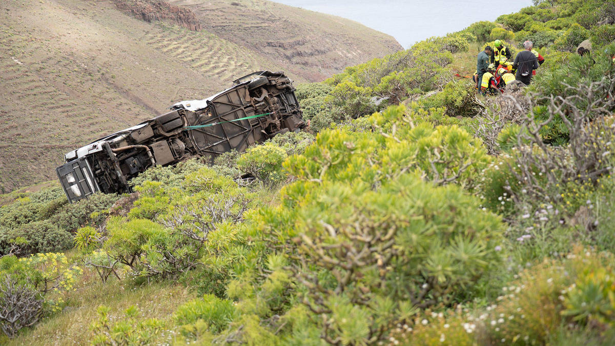 British man dead and 27 hospitalised after tourist bus plunges into ravine in Canary Islands