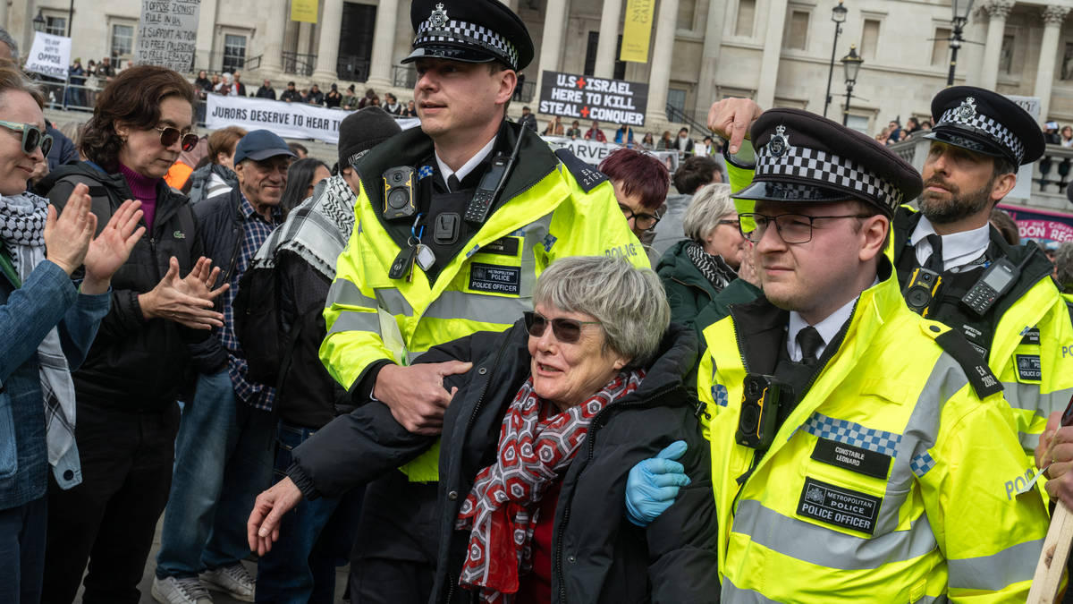 Police arrest 212 during mass protest in central London against ban on Palestine Action