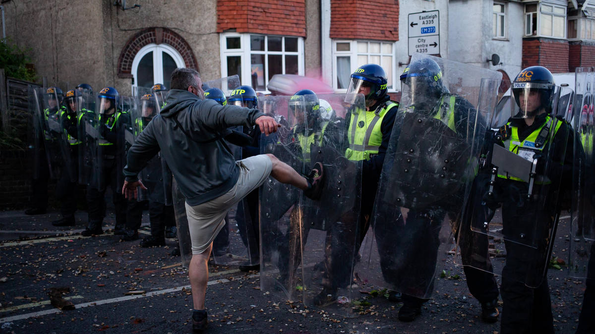 Police chief apologises for handcuffing of Henry Nowak as he condemns violent riots 'whipped up' in Southampton
