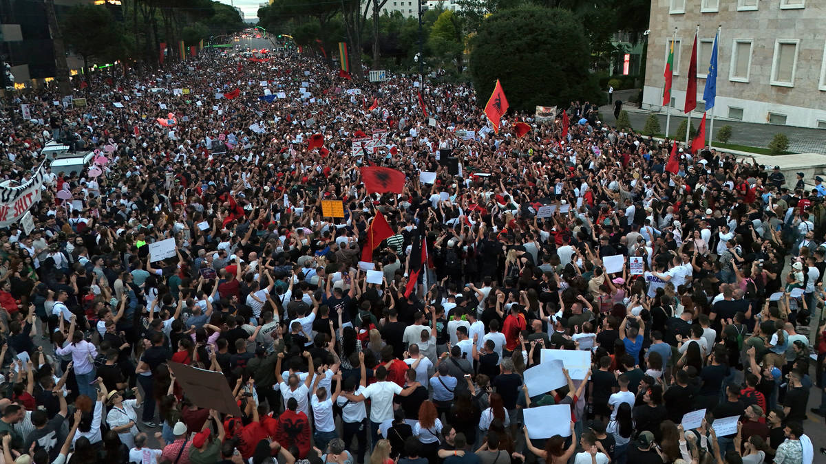 Albanians take to the streets to protest over Kushner-linked luxury resort on pristine coastline