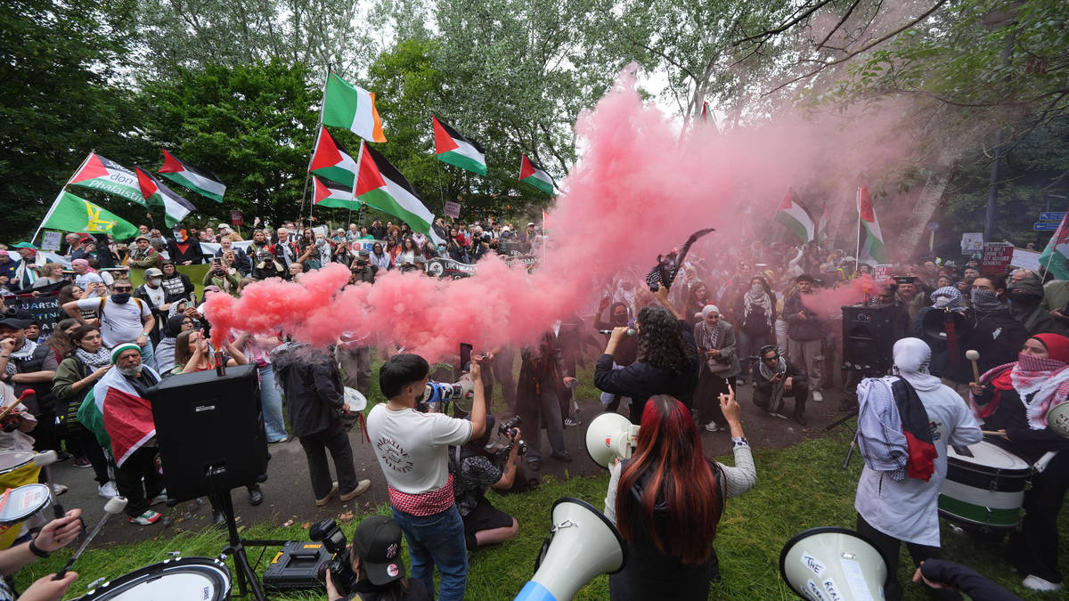 Hundreds of protesters gather as Palestine Action activists sentenced over Israeli defence firm break-in