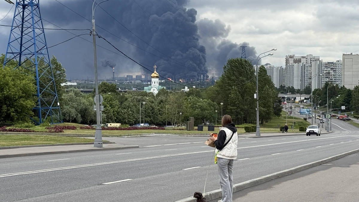 Moment Moscow oil refinery roof is blown off as Ukraine hits Russia with 555 drones in biggest strike since war began